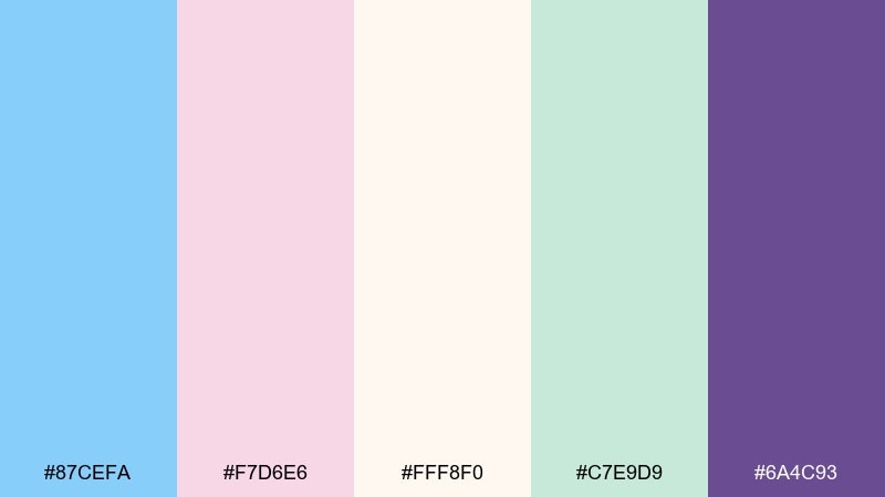 bluebell brunch color palette with hex codes