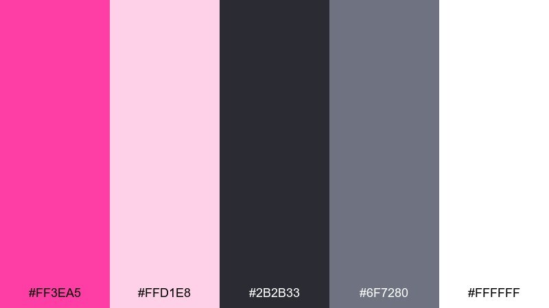 blush and charcoal color palette with hex codes