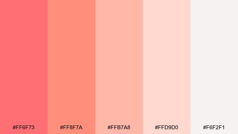 blush coral gradient color palette with hex codes