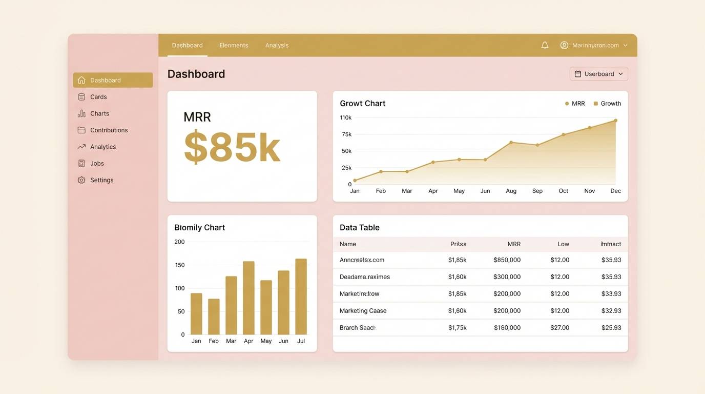 blush gold dashboard ui