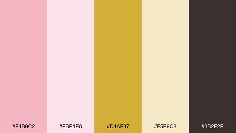 blush gold glam color palette with hex codes