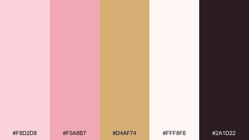 blush gold interface color palette with hex codes