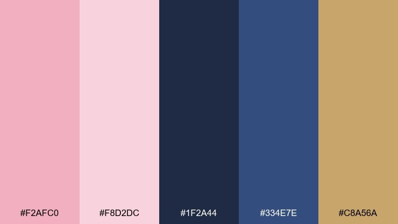 blush midnight navy color palette with hex codes