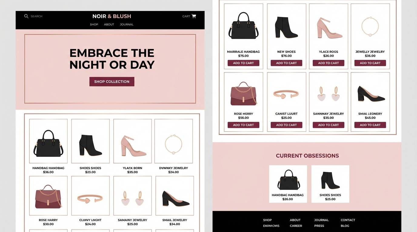 blush noir ecommerce ui