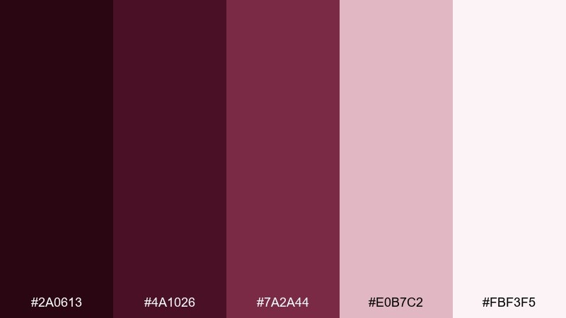 blush oxblood zen color palette with hex codes
