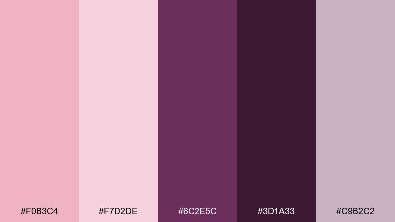 blush plum velvet color palette with hex codes