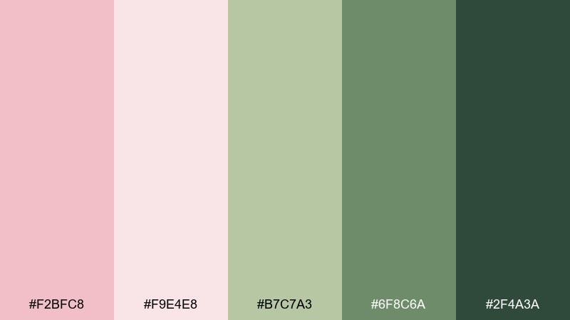 blush sage garden color palette with hex codes