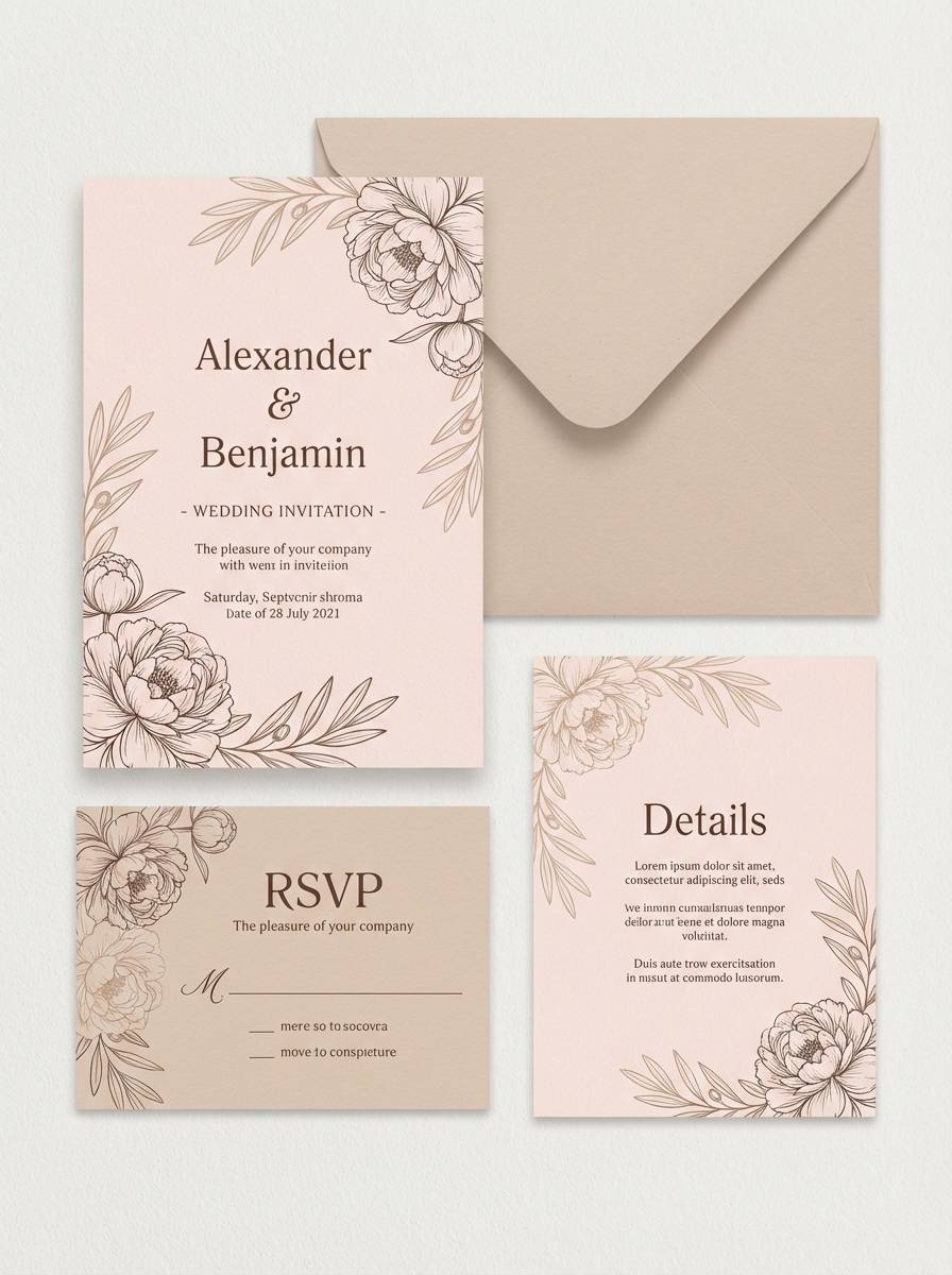 blush wedding invitation design
