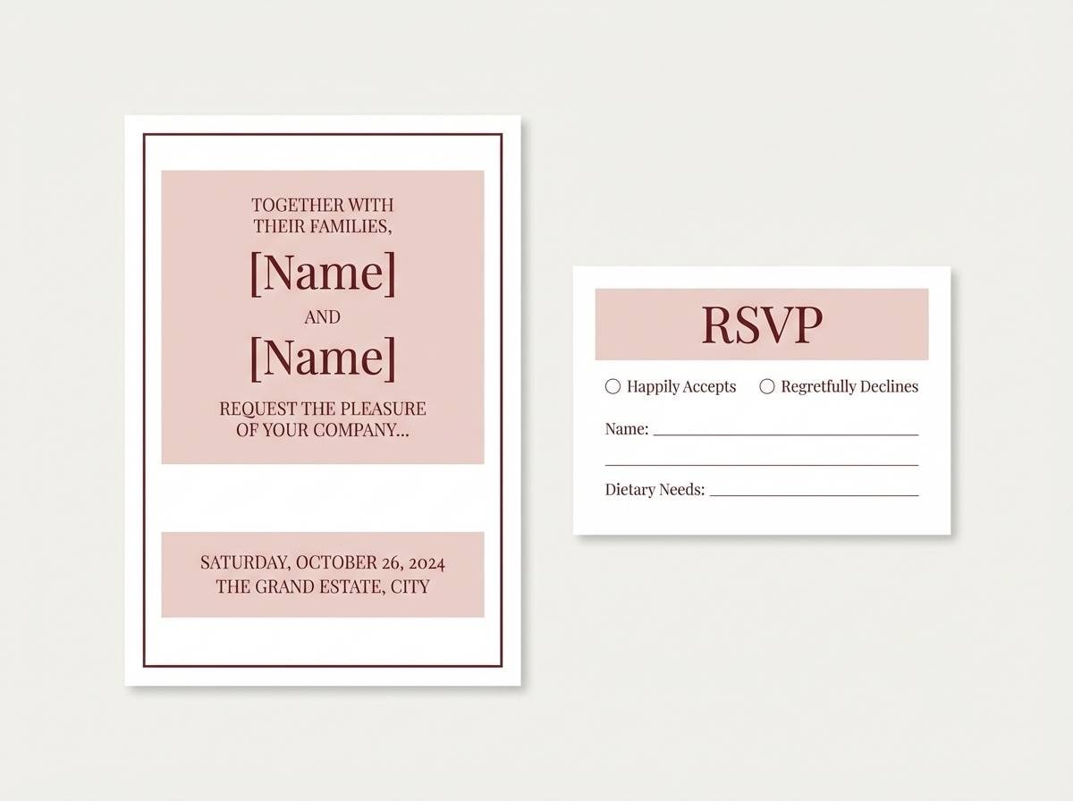 blush wedding invite set