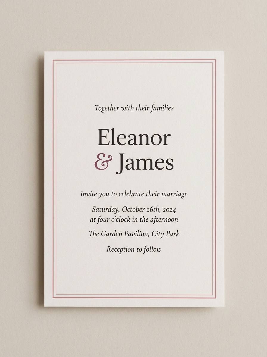 bohemian color scheme minimal wedding invite