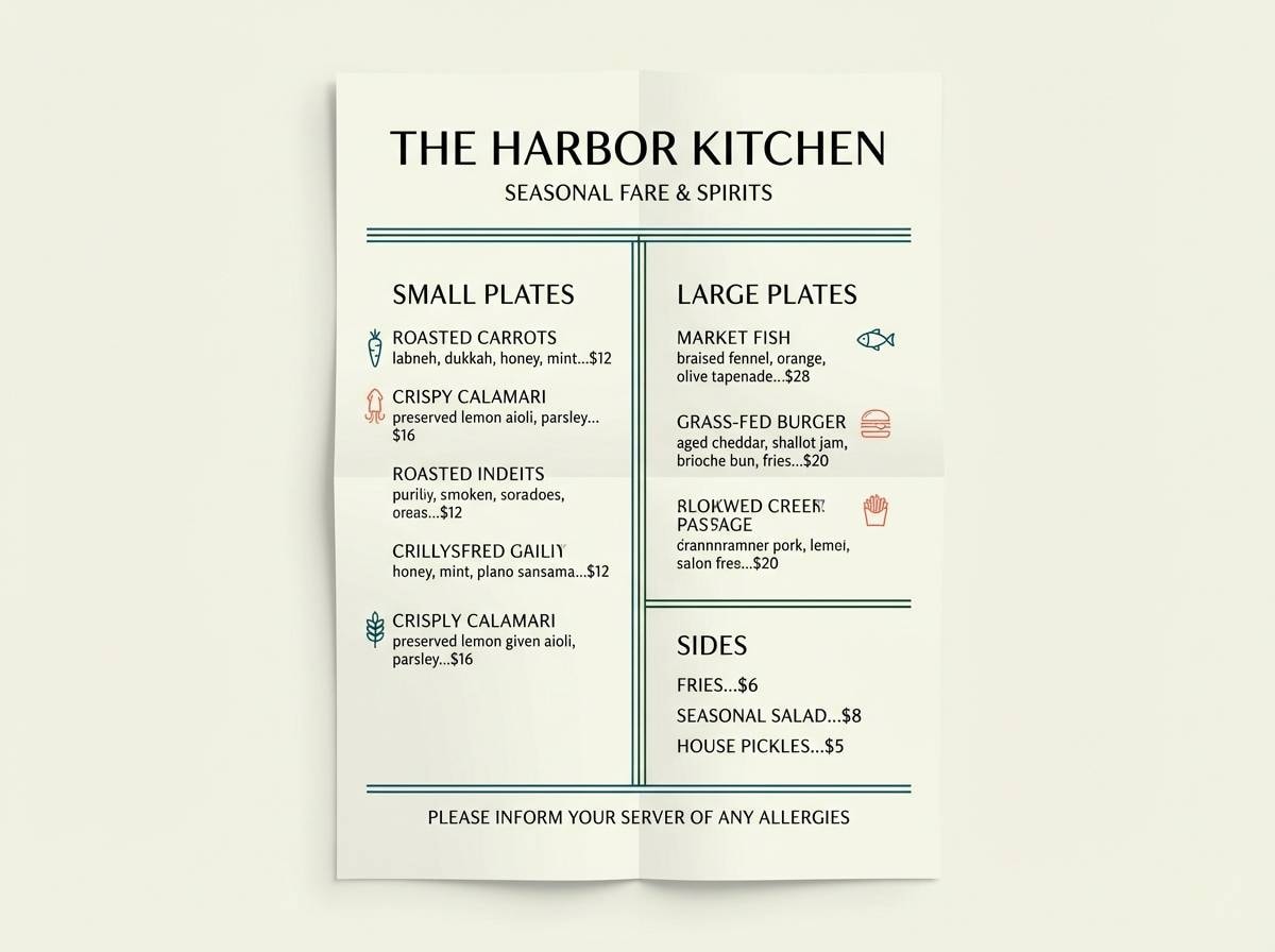 bohemian restaurant menu design