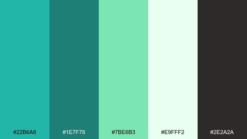 botanical aqua color palette with hex codes