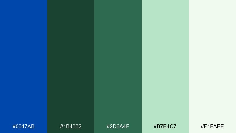 botanical cobalt color palette with hex codes
