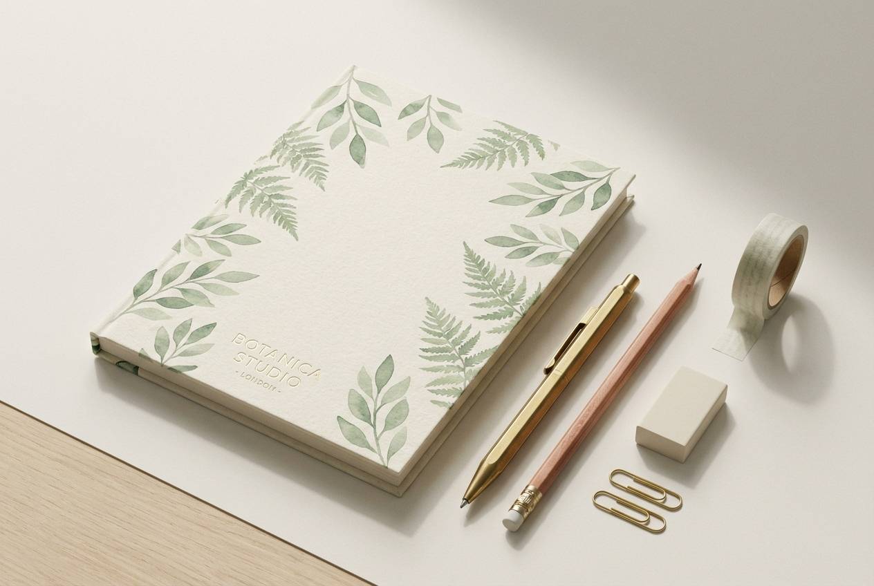 botanical notebook cover mockup