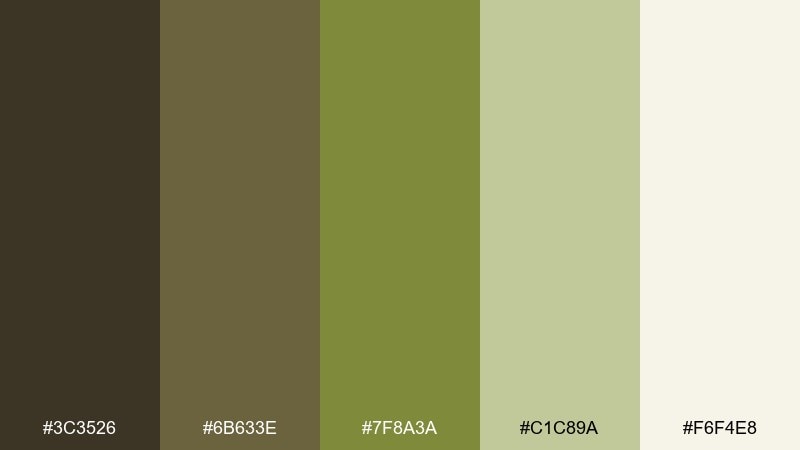 botanical study color palette with hex codes