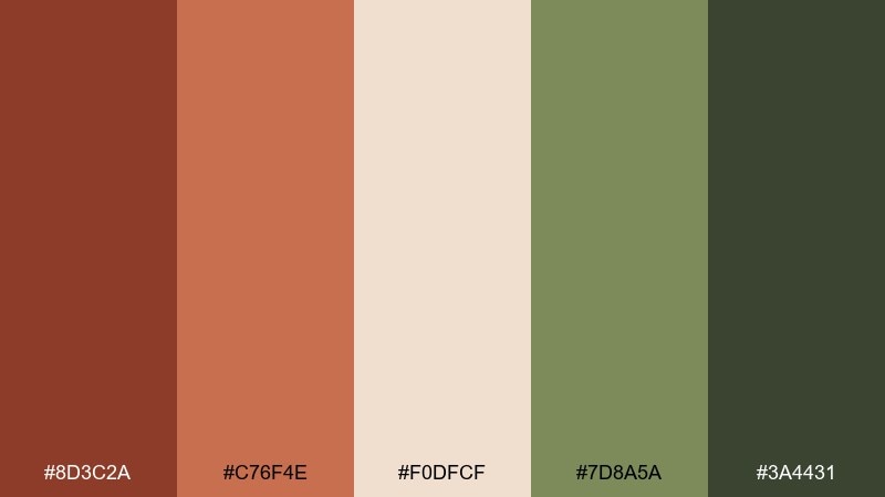 botanical terracotta color palette with hex codes