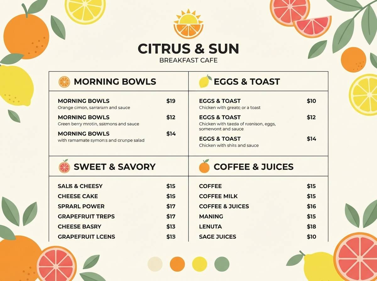 breakfast cafe menu design