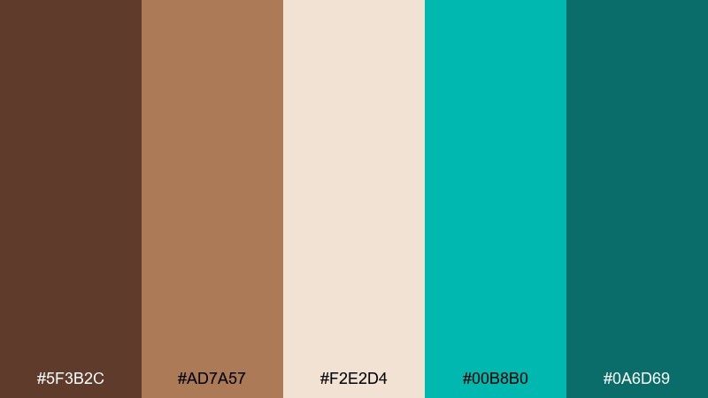bronze tropics color palette with hex codes