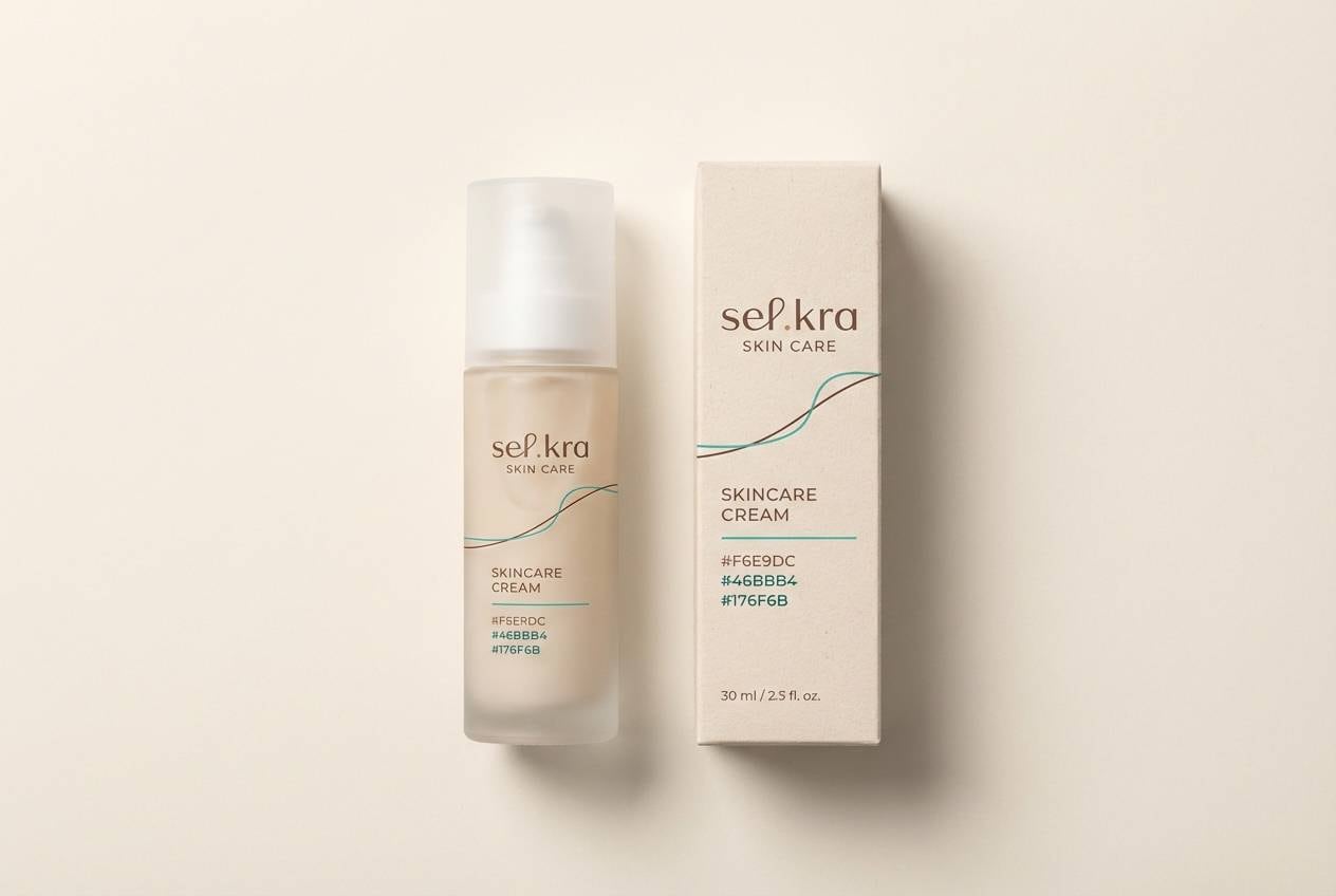 brown turqoise color skincare packaging shot