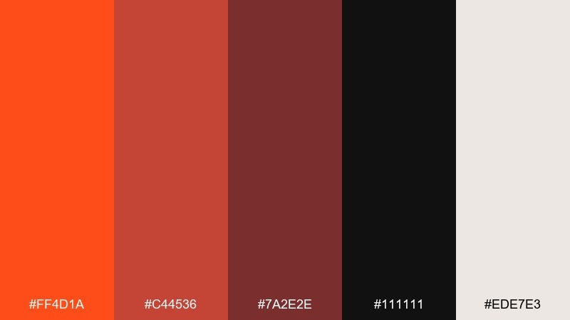 burnt orange noir color palette with hex codes