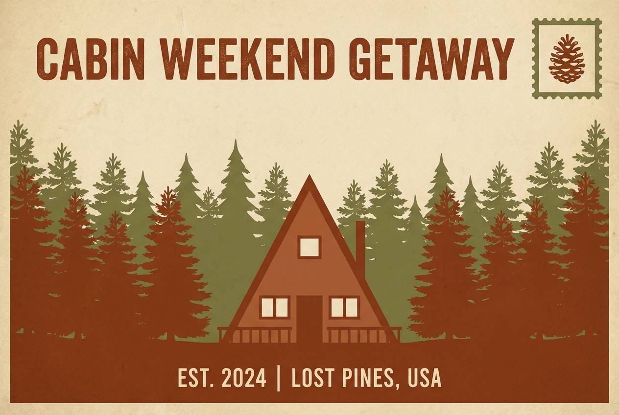cabin postcard design