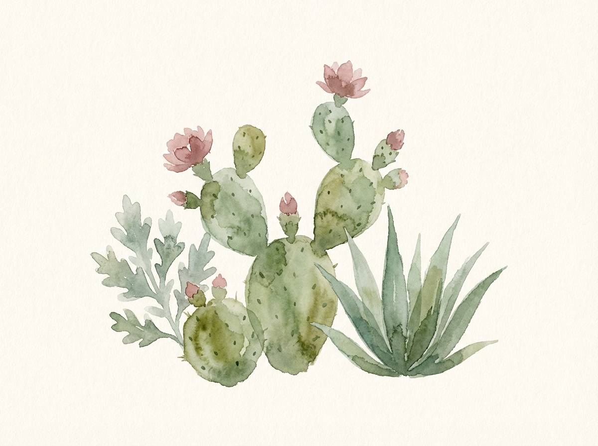 cactus watercolor illustration