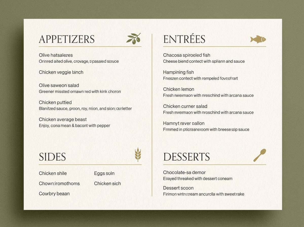 cafe menu layout