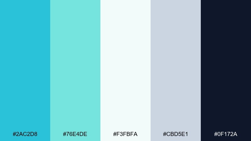 calm clinic color palette with hex codes