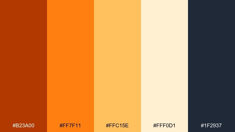 candlelit citrus color palette with hex codes