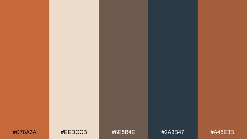 canyon clay color palette with hex codes