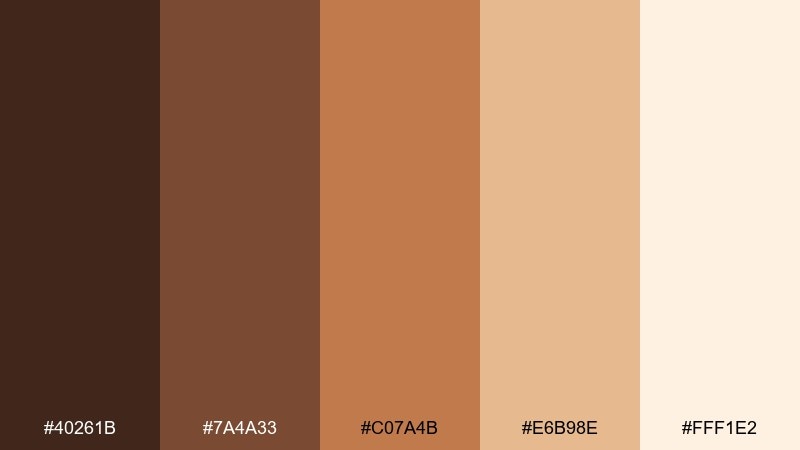 caramel clay color palette with hex codes
