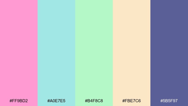 carousel pastels color palette with hex codes