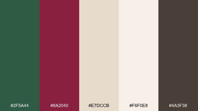 cedar and cranberry color palette with hex codes