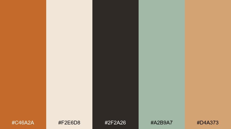 cedar spice color palette with hex codes