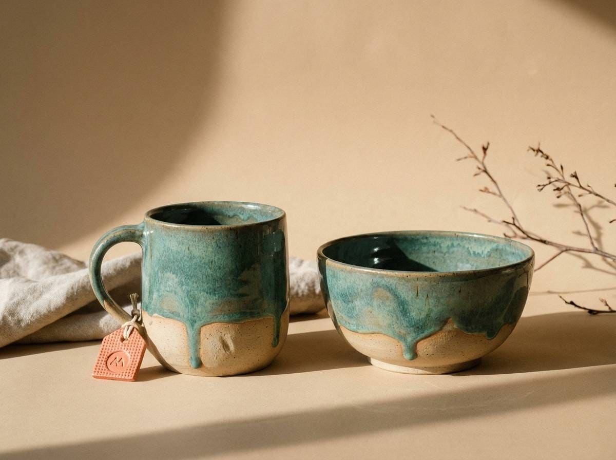 ceramics ad in teal coral