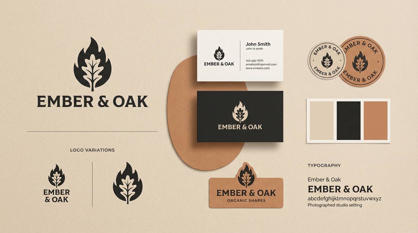 clay beige black branding