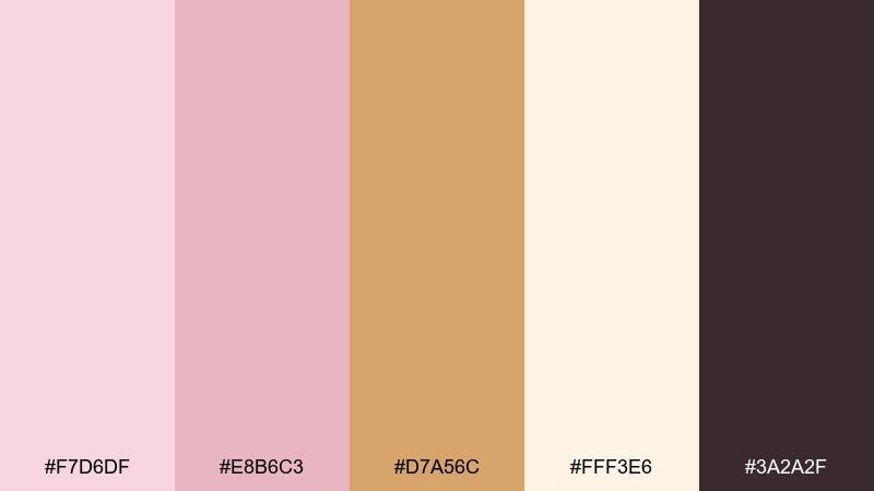 champagne blush color palette with hex codes
