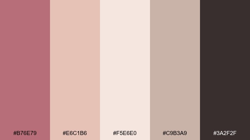 champagne blush color palette with hex codes