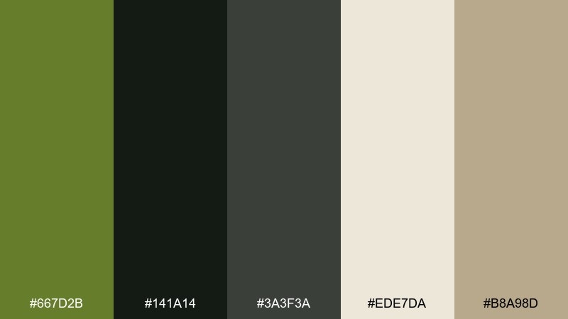 charcoal contrast color palette with hex codes