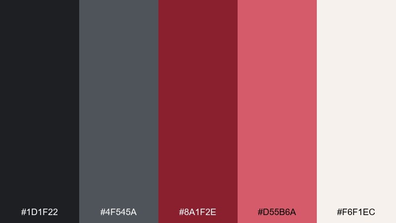 charcoal cranberry color palette with hex codes