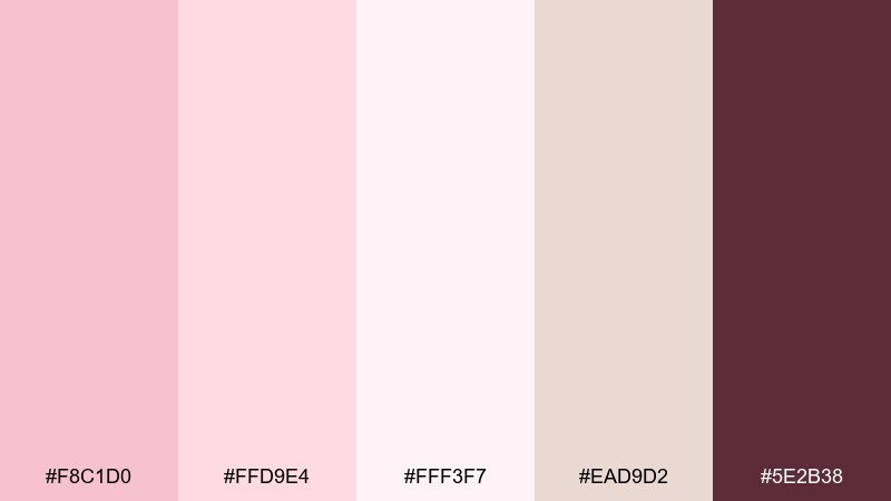 cherry cream color palette with hex codes