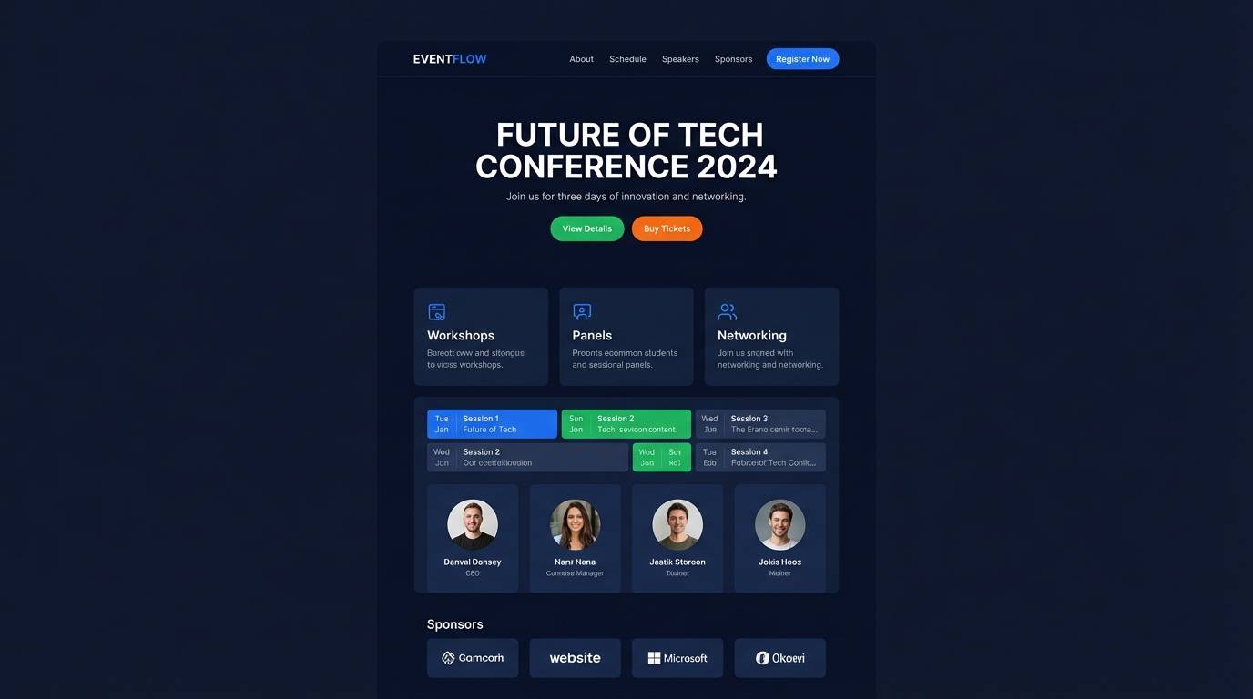 dark event landing ui