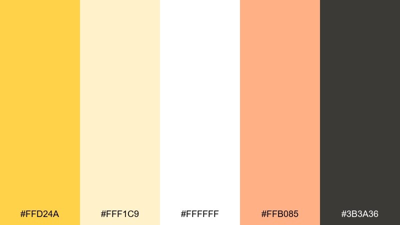 citrus and cream color palette with hex codes