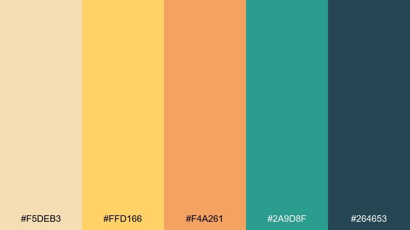 citrus wheat pop color palette with hex codes