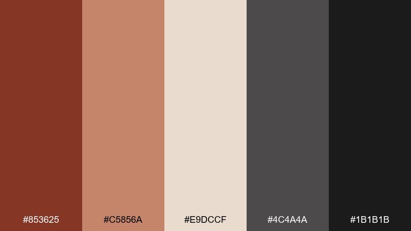 clay and charcoal color palette with hex codes