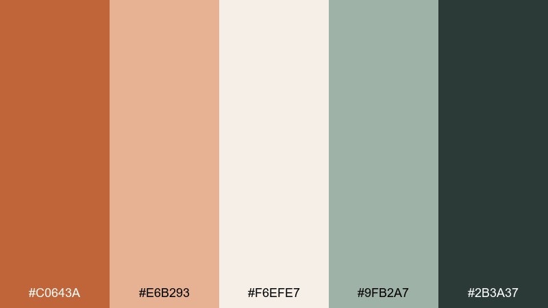 clay eucalyptus color palette with hex codes