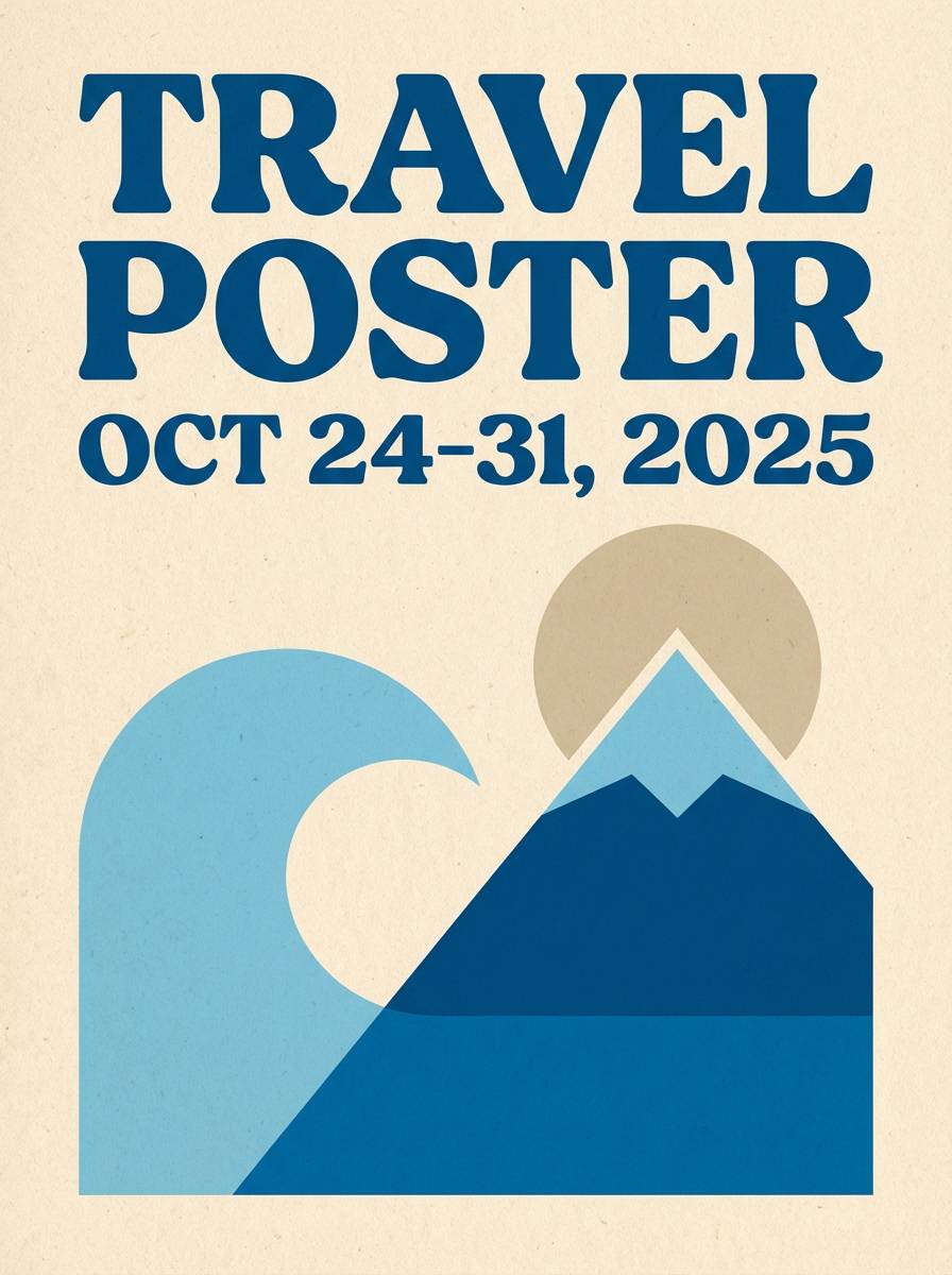 minimal travel poster in soft tones