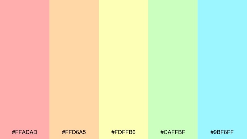 clown parade pastels color palette with hex codes