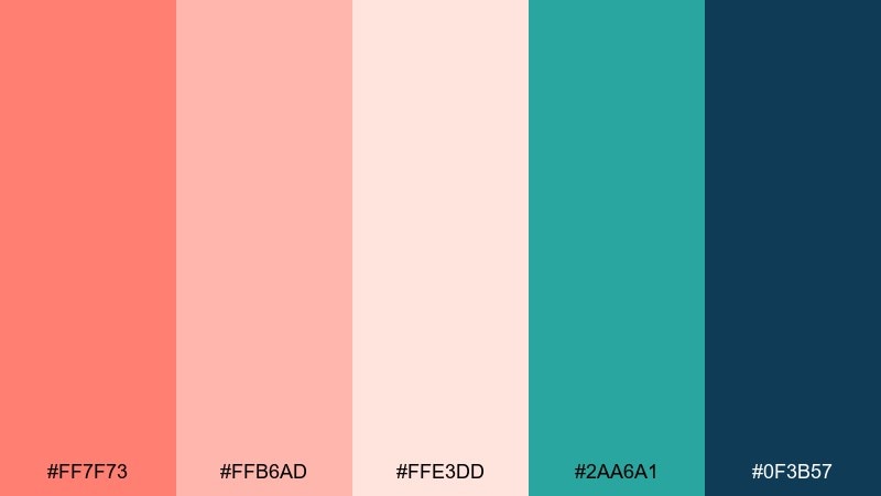 coastal coral breeze color palette with hex codes
