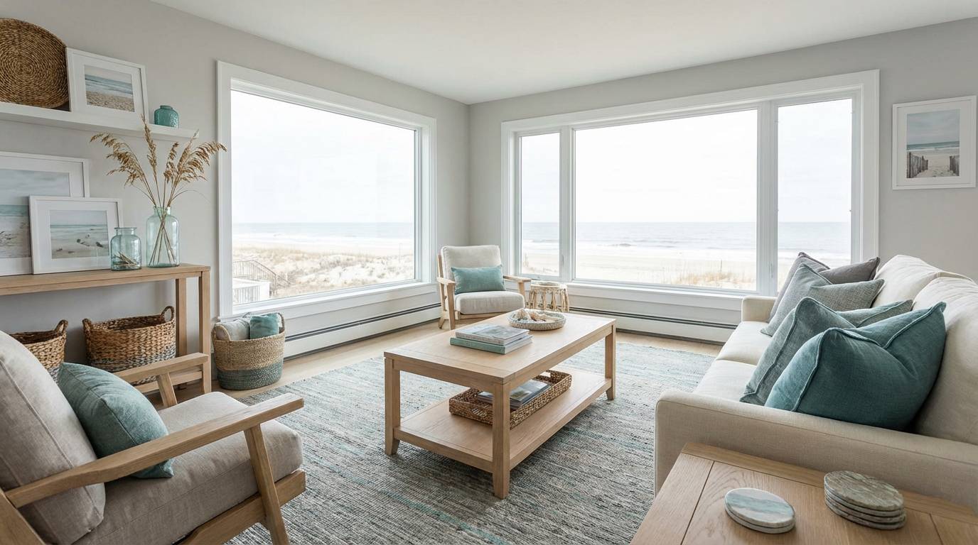 coastal living room styling